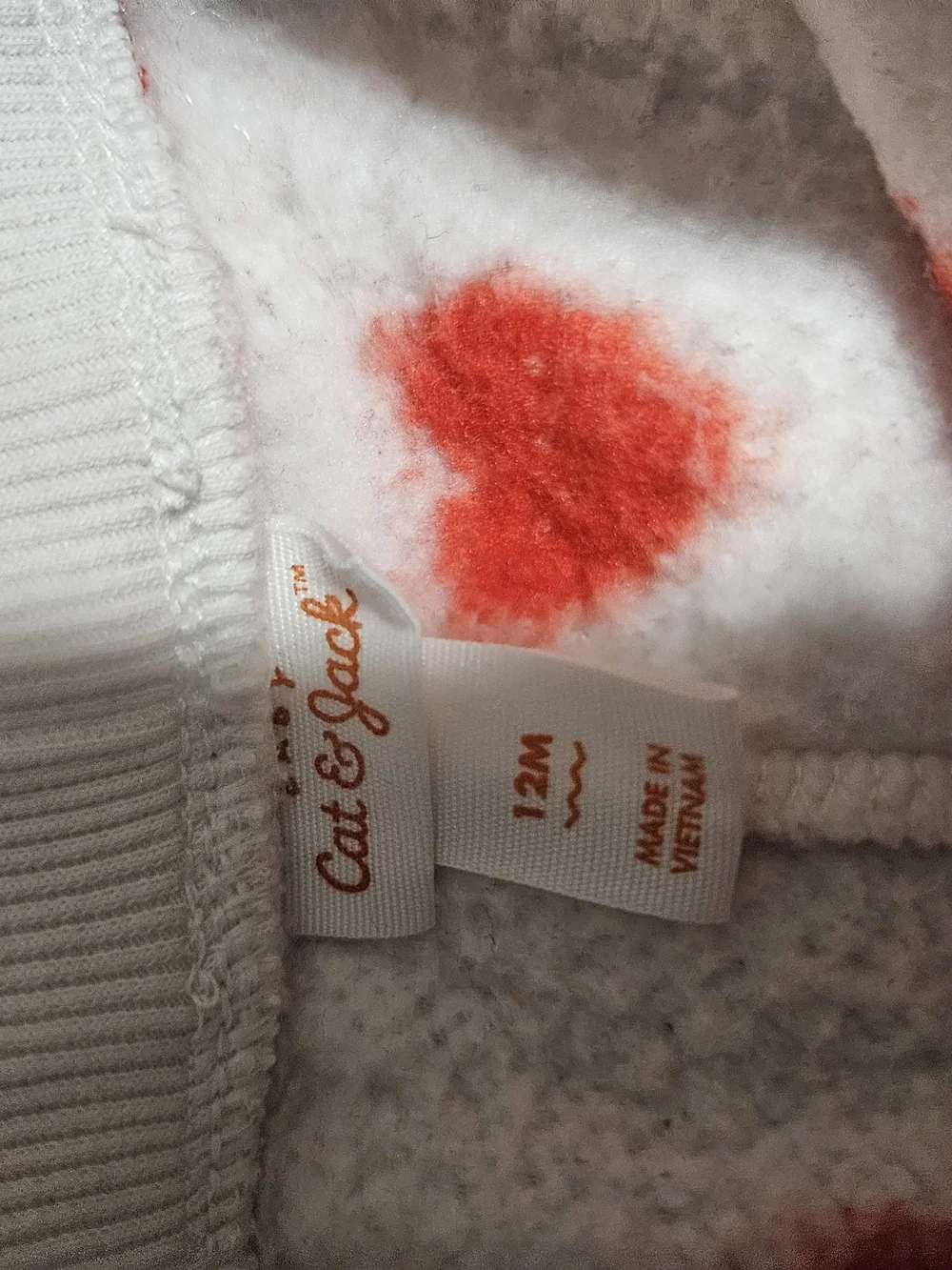 Cat & Jack White Sweater with Red Heart Detail